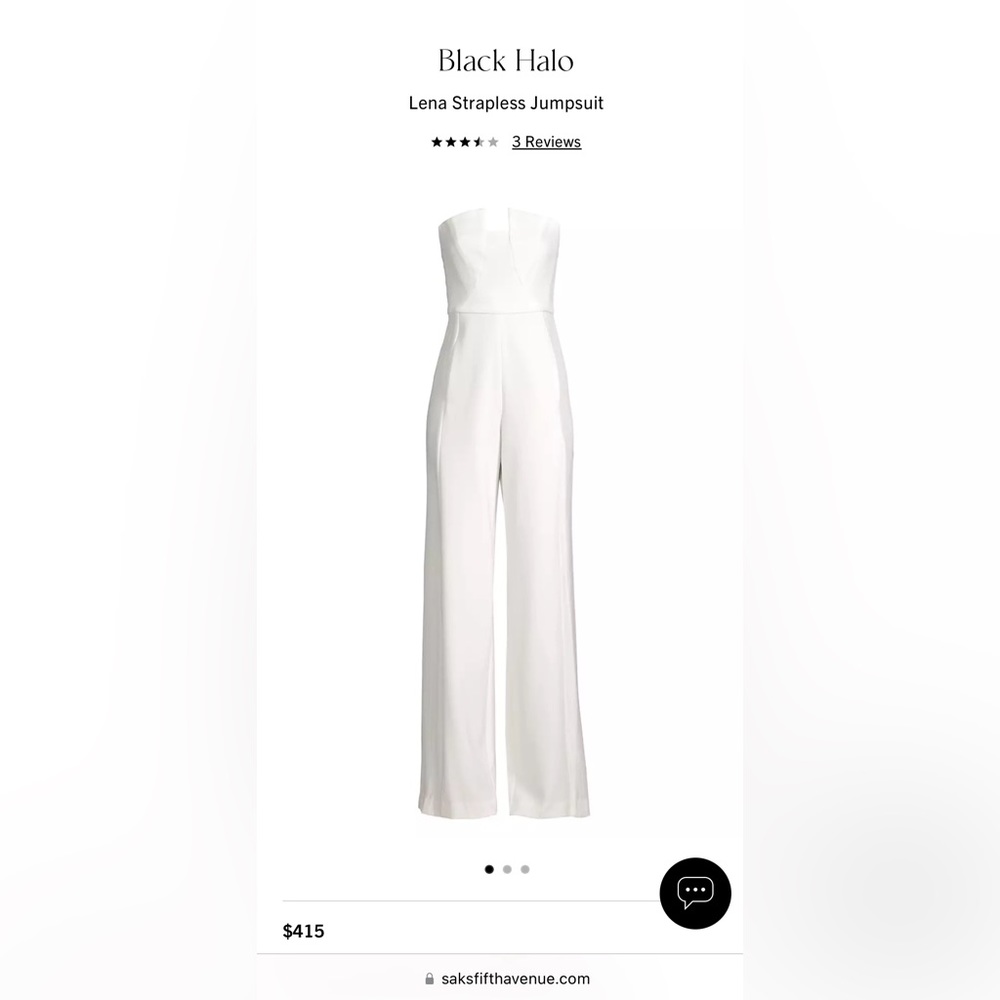 Black Halo White Lena Strapless Jumpsuit NWT Size 8